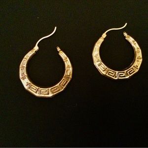 10 K Yellow Gold Greek Key Hoops